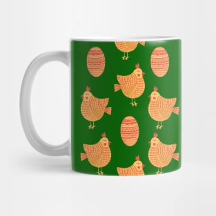 The cute yellow and red chicken and egg pattern, version 3 Mug